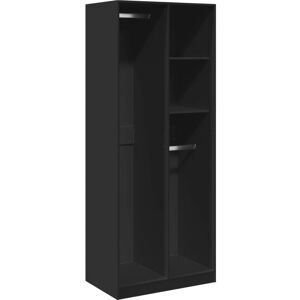 vidaXL Black Wardrobe 80x50x200 cm Engineered Wood - Wardrobe Furniture vidaXL Black Wardrobe 80x50x200 cm Engineered Wood - Wardrobe Furniture