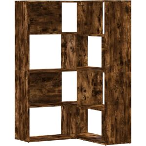 vidaXL Corner Bookcase 4-Tier Smoked Oak - Living Room Bookcase vidaXL Corner Bookcase 4-Tier Smoked Oak - Living Room Bookcase