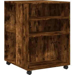 vidaXL Smoked Oak End Sofa Table with Wheels - Side Table vidaXL Smoked Oak End Sofa Table with Wheels - Side Table