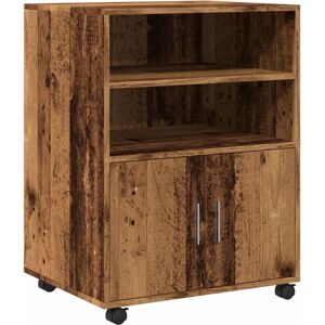vidaXL Wooden Old Wood Rolling Storage Cabinet - Storage Cabinet vidaXL Wooden Old Wood Rolling Storage Cabinet - Storage Cabinet