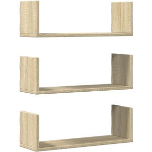 vidaXL Sonoma Oak Wall Shelves - Wall Storage Shelf - 3 pcs vidaXL Sonoma Oak Wall Shelves - Wall Storage Shelf - 3 pcs
