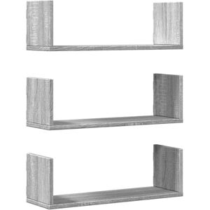 vidaXL Wall Shelves - 3 pcs - Grey Sonoma - 58x18x18 cm - Engineered Wood vidaXL Wall Shelves - 3 pcs - Grey Sonoma - 58x18x18 cm - Engineered Wood