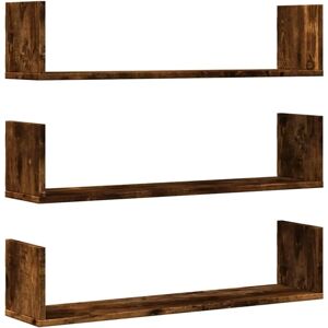 vidaXL Wall Shelves 3 pcs Smoked Oak 80x18x18 cm - Wall Shelves vidaXL Wall Shelves 3 pcs Smoked Oak 80x18x18 cm - Wall Shelves
