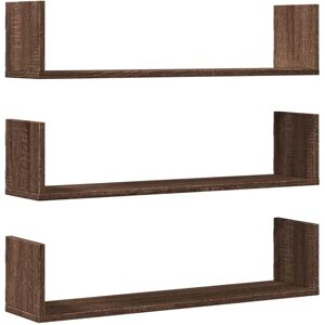 vidaXL Brown Oak Wall Shelves - Wall Storage Shelf 3 pcs vidaXL Brown Oak Wall Shelves - Wall Storage Shelf 3 pcs