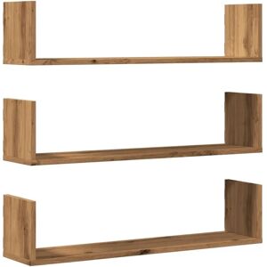vidaXL Wall Shelves - 3 pcs Artisian Oak - 80x18x18 cm - Wall Shelves vidaXL Wall Shelves - 3 pcs Artisian Oak - 80x18x18 cm - Wall Shelves