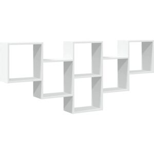 vidaXL White Engineered Wood Wall Shelf - Wall Cube Storage Rack - 159x18x66cm vidaXL White Engineered Wood Wall Shelf - Wall Cube Storage Rack - 159x18x66cm