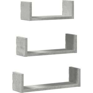 vidaXL Wall Shelf 3 pcs Concrete Grey Engineered Wood - Wall Shelf vidaXL Wall Shelf 3 pcs Concrete Grey Engineered Wood - Wall Shelf