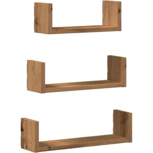 vidaXL Oak Wall Shelf Set - 3 pcs - Wall Storage vidaXL Oak Wall Shelf Set - 3 pcs - Wall Storage