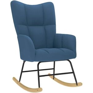 vidaXL Chaise à bascule en tissu bleu - Rocking Chair vidaXL Chaise à bascule en tissu bleu - Rocking Chair