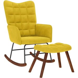 fauteuil à bascule vidaXL avec repose-pieds - Jaune Velours - Publicité fauteuil à bascule vidaXL avec repose-pieds - Jaune Velours - Publicité