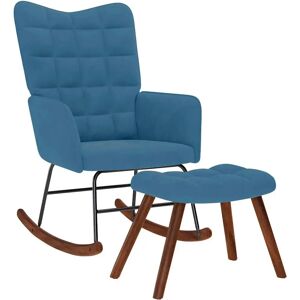 VidaXL Fauteuil Basculant - Velours Bleu - Rocking Chair - Publicité VidaXL Fauteuil Basculant - Velours Bleu - Rocking Chair - Publicité