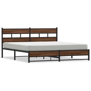 vidaXL Metal Bed Frame - Brown Oak - Stable 193x203cm vidaXL Metal Bed Frame - Brown Oak - Stable 193x203cm