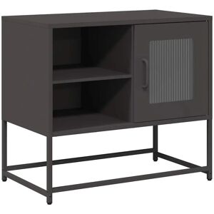 vidaXL 68cm Steel TV Cabinet Black - TV Stand with Storage vidaXL 68cm Steel TV Cabinet Black - TV Stand with Storage