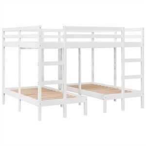 vidaXL White Triple Bunk Bed Frame Kids Bed Base Mattress - Bunk Bed vidaXL White Triple Bunk Bed Frame Kids Bed Base Mattress - Bunk Bed