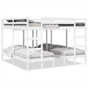 vidaXL Triple Bunk Bed White Solid Wood Pine - Bunk Bed vidaXL Triple Bunk Bed White Solid Wood Pine - Bunk Bed
