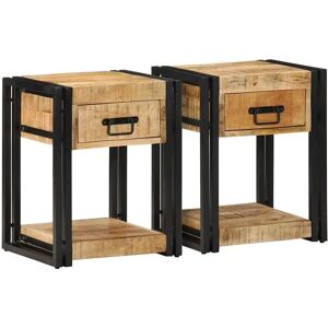 vidaXL Bedside Cabinets - 2 pcs Solid Mango Wood 40x35x50 cm vidaXL Bedside Cabinets - 2 pcs Solid Mango Wood 40x35x50 cm