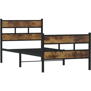 vidaXL Metal Bed Frame - Smoked Oak - 75x190 cm - Bed Frame vidaXL Metal Bed Frame - Smoked Oak - 75x190 cm - Bed Frame