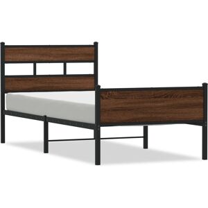 vidaXL Bed Frame Brown Oak 107x200 cm - Bed Frame vidaXL Bed Frame Brown Oak 107x200 cm - Bed Frame