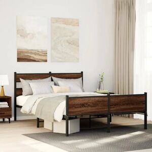 vidaXL Bed Frame - Brown Oak - 140x190 cm - Steel Bed Frame vidaXL Bed Frame - Brown Oak - 140x190 cm - Steel Bed Frame