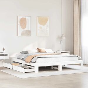 vidaXL Bed Frame White 180x200 cm Super King Solid Wood Pine - Bed Frame vidaXL Bed Frame White 180x200 cm Super King Solid Wood Pine - Bed Frame