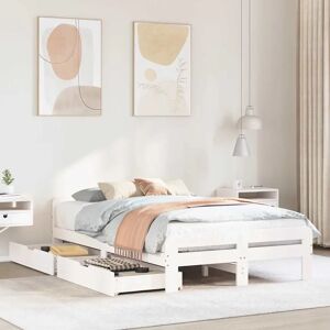 vidaXL Bed frame White 120x190 cm Supportive Rustic Pine - Bed frame vidaXL Bed frame White 120x190 cm Supportive Rustic Pine - Bed frame