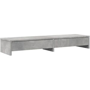 vidaXL Monitor Stand with Drawers - Dual Engineered Wood Grey 100x27x15cm vidaXL Monitor Stand with Drawers - Dual Engineered Wood Grey 100x27x15cm