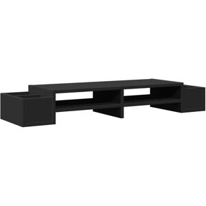 vidaXL Monitor Stand with Storage - Black - 100x27x15 cm - Monitor Stand Display Stand Engineered Wood vidaXL Monitor Stand with Storage - Black - 100x27x15 cm - Monitor Stand Display Stand Engineered Wood