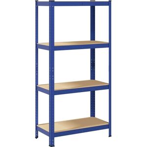 vidaXL 4-Layer Storage Shelf Blue Steel & Engineered Wood - Storage Shelf vidaXL 4-Layer Storage Shelf Blue Steel & Engineered Wood - Storage Shelf
