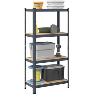 vidaXL 4-Layer Storage Shelf Anthracite Steel & Engineered Wood - Storage Shelf vidaXL 4-Layer Storage Shelf Anthracite Steel & Engineered Wood - Storage Shelf