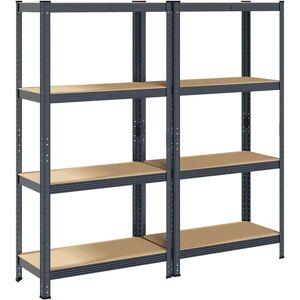 vidaXL 4-Layer Storage Shelves - Steel & Wood - 2 pcs vidaXL 4-Layer Storage Shelves - Steel & Wood - 2 pcs