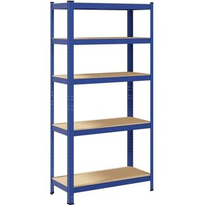 vidaXL 5-Layer Storage Shelf Blue Steel & Engineered Wood - Storage Shelf vidaXL 5-Layer Storage Shelf Blue Steel & Engineered Wood - Storage Shelf