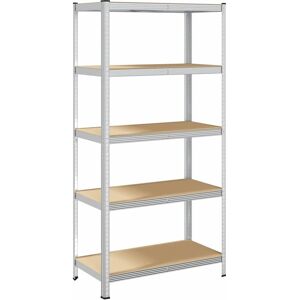 vidaXL 5-Layer Storage Shelf Silver Steel & Engineered Wood - Storage Shelf vidaXL 5-Layer Storage Shelf Silver Steel & Engineered Wood - Storage Shelf