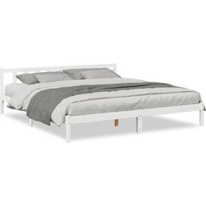 vidaXL White Extra Long Bed Frame with Support - Bed Type vidaXL White Extra Long Bed Frame with Support - Bed Type