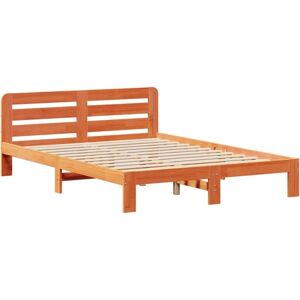 vidaXL Bed Frame without Mattress Wax Brown 140x190 cm Solid Wood Pine - Bed Frame vidaXL Bed Frame without Mattress Wax Brown 140x190 cm Solid Wood Pine - Bed Frame