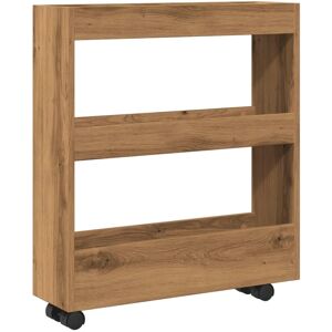 vidaXL Storage trolley narrow 3 tiers Artisan oak - Storage trolley vidaXL Storage trolley narrow 3 tiers Artisan oak - Storage trolley