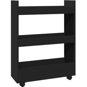 vidaXL Black Narrow Storage Trolley 3 Tier - Storage Trolley vidaXL Black Narrow Storage Trolley 3 Tier - Storage Trolley