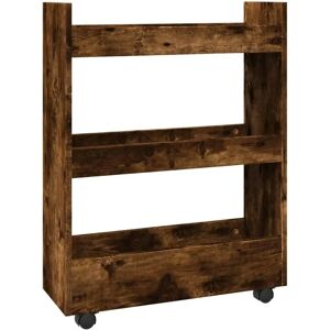 vidaXL Smoked Oak Narrow Storage Trolley 3 Tier - Storage trolley vidaXL Smoked Oak Narrow Storage Trolley 3 Tier - Storage trolley