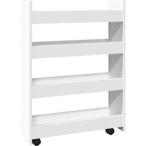 vidaXL Narrow Storage Trolley 4 Tier White - Storage Trolley vidaXL Narrow Storage Trolley 4 Tier White - Storage Trolley
