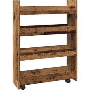 vidaXL Narrow Storage Trolley 4 Tier Old Wood - Storage Trolley vidaXL Narrow Storage Trolley 4 Tier Old Wood - Storage Trolley