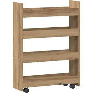 vidaXL Narrow Storage Trolley - 4 Tier Artisian Oak Storage Cart vidaXL Narrow Storage Trolley - 4 Tier Artisian Oak Storage Cart