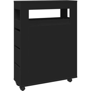 vidaXL Narrow Bathroom Cabinet with Wheels - Bathroom Storage vidaXL Narrow Bathroom Cabinet with Wheels - Bathroom Storage