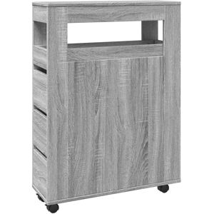 vidaXL Grey Sonoma Narrow Bathroom Cabinet with Wheels - Bathroom Furniture vidaXL Grey Sonoma Narrow Bathroom Cabinet with Wheels - Bathroom Furniture