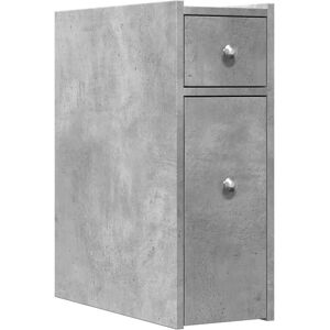vidaXL Concrete Grey Narrow Bathroom Cupboard with Wheels - Bathroom Furniture vidaXL Concrete Grey Narrow Bathroom Cupboard with Wheels - Bathroom Furniture
