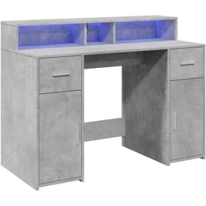 vidaXL Desk with LED Lights Study Working Table Concrete Grey - Desk vidaXL Desk with LED Lights Study Working Table Concrete Grey - Desk