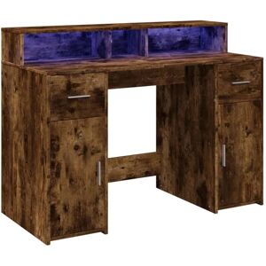 vidaXL Desk with LED Lights Smoked Oak - Writing & Gaming Table vidaXL Desk with LED Lights Smoked Oak - Writing & Gaming Table