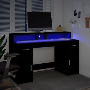 vidaXL 3309421 Black LED Desk - Durable Engineered Wood - 140x55x91 cm vidaXL 3309421 Black LED Desk - Durable Engineered Wood - 140x55x91 cm