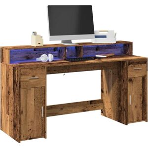 vidaXL 3309436 Old Wood LED Desk - Desk vidaXL 3309436 Old Wood LED Desk - Desk