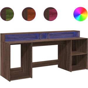 vidaXL Desk with LED Lights Brown Oak 200x55x91 cm - Desk vidaXL Desk with LED Lights Brown Oak 200x55x91 cm - Desk
