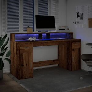 vidaXL 3309445 Old Wood LED Desk - Office Furniture vidaXL 3309445 Old Wood LED Desk - Office Furniture