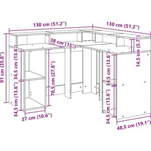vidaXL 130x130x91 cm Grey Sonoma LED L-Shaped Desk vidaXL 130x130x91 cm Grey Sonoma LED L-Shaped Desk